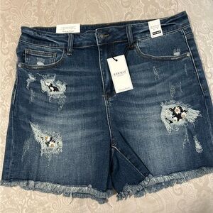 Judy Blue Medium Blue Distressed Jean Shorts